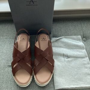 Aquatalia Amaya Water Repellent Slingback Espadrille Wedge Sandal, 10M=9.5
